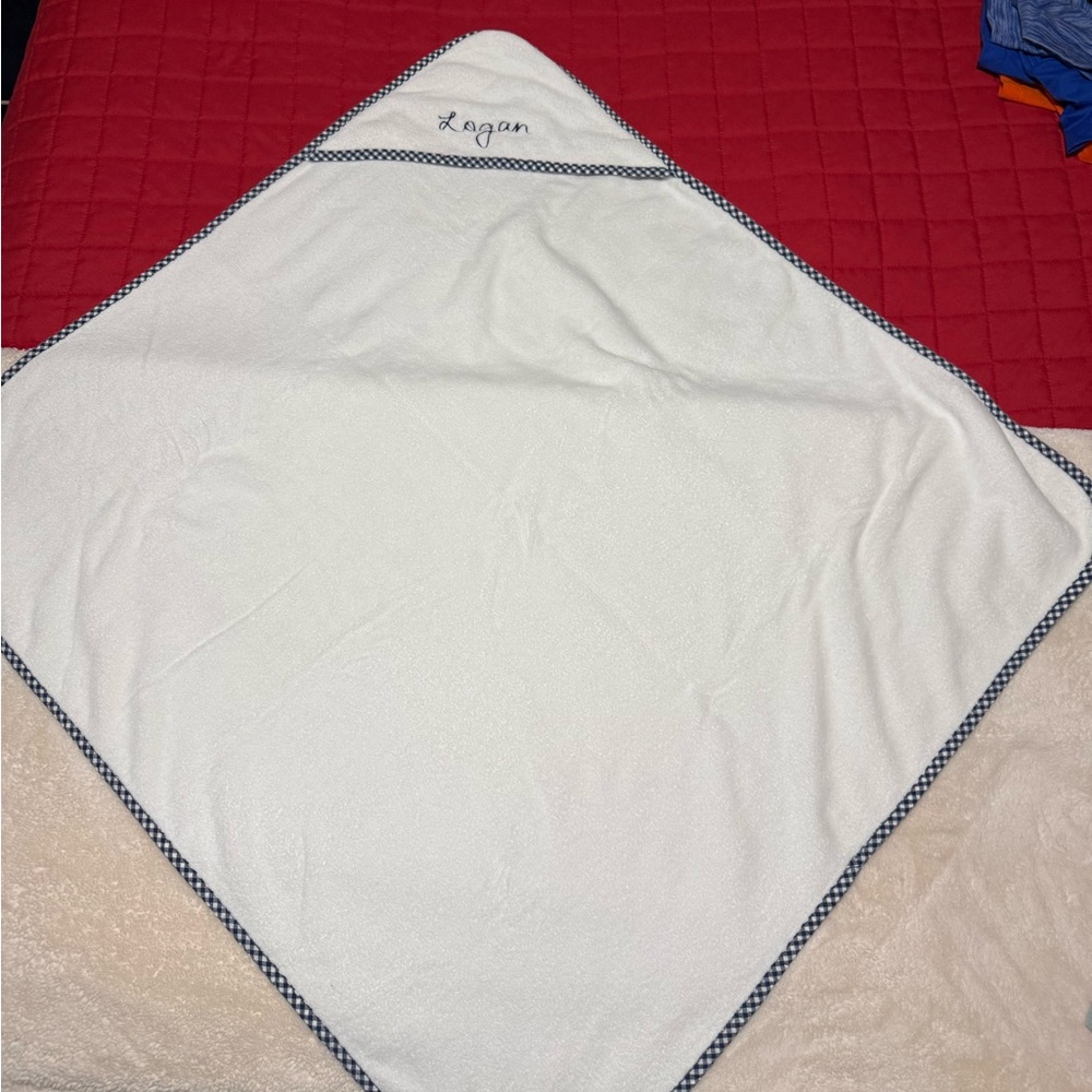 Pottery Barn Kids Bath Towel | blue gingham